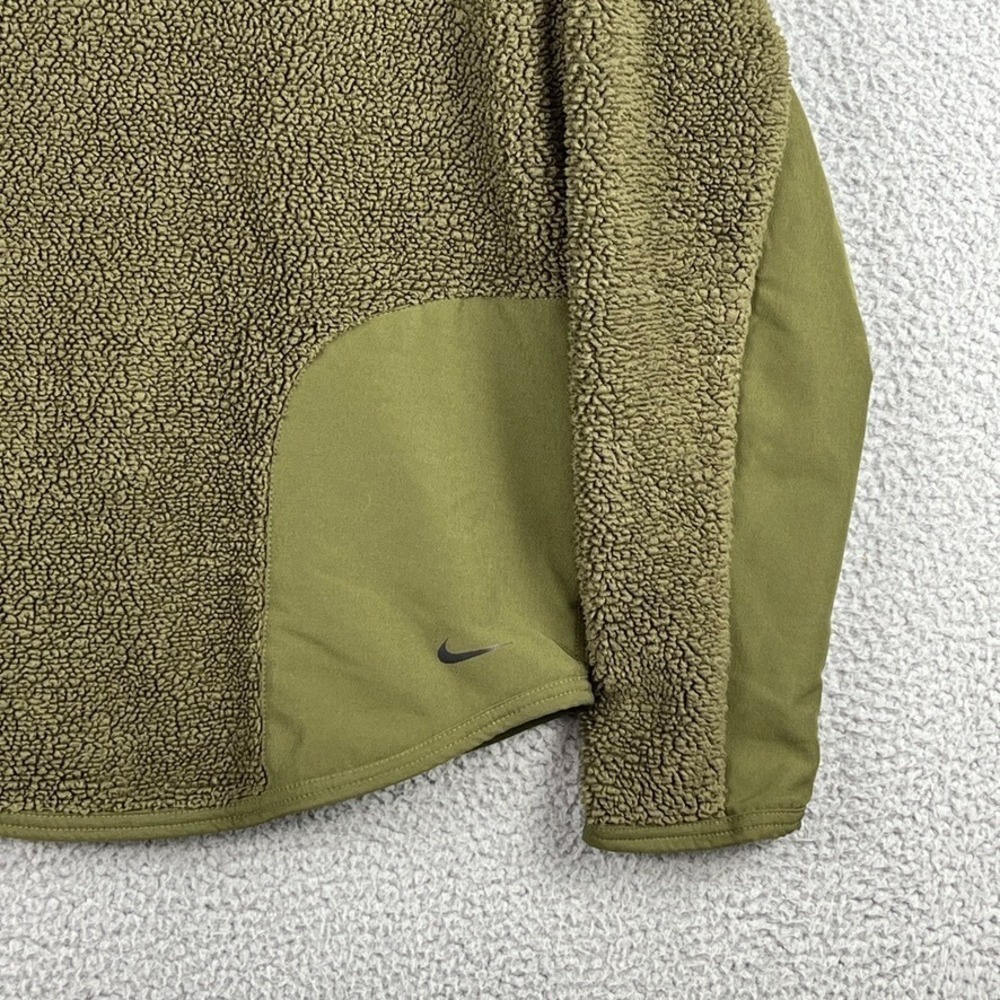 Nike Womens Small Sherpa Thermal Hoodie AR7404 395 Olive Green Standard Fit - Picture 3 of 12